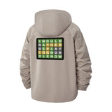 Word Game Grid Unisex Full-Zip Printed Waterproof Hooded Windbreaker