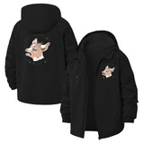 Sad Deer Illustration Unisex Full-Zip Printed Waterproof Hooded Windbreaker