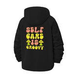 Self Care Is Groovy Unisex Full-Zip Printed Waterproof Hooded Windbreaker