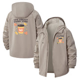 Pumpkin Coffee Fall Leaves Unisex Full-Zip Printed Waterproof Hooded Windbreaker