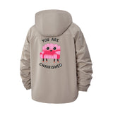 Cherished Couch Cartoon Unisex Full-Zip Printed Waterproof Hooded Windbreaker