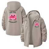 Cherished Couch Cartoon Unisex Full-Zip Printed Waterproof Hooded Windbreaker