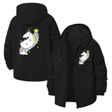 Whimsical Unicorn Unisex Full-Zip Printed Waterproof Hooded Windbreaker