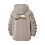 Retro Sunset Waves Unisex Full-Zip Printed Waterproof Hooded Windbreaker