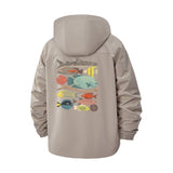 Whimsical Fish Unisex Full-Zip Printed Waterproof Hooded Windbreaker