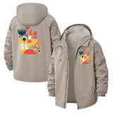 Abstract Geometric Unisex Full-Zip Printed Waterproof Hooded Windbreaker