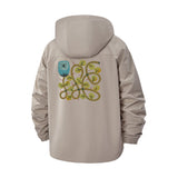 Botanical Vine Pattern Unisex Full-Zip Printed Waterproof Hooded Windbreaker