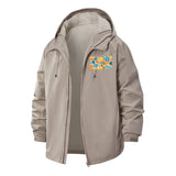 Bold Floral Pattern Unisex Full-Zip Printed Waterproof Hooded Windbreaker