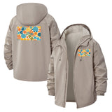 Bold Floral Pattern Unisex Full-Zip Printed Waterproof Hooded Windbreaker
