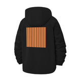 Barcode Stripe Unisex Full-Zip Printed Waterproof Hooded Windbreaker