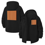 Barcode Stripe Unisex Full-Zip Printed Waterproof Hooded Windbreaker