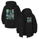 Retro Gaming Icons Unisex Full-Zip Printed Waterproof Hooded Windbreaker