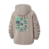Retro Gaming Icons Unisex Full-Zip Printed Waterproof Hooded Windbreaker