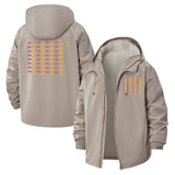 Retro Wave Pattern Unisex Full-Zip Printed Waterproof Hooded Windbreaker