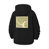 Abstract Map Art Unisex Full-Zip Printed Waterproof Hooded Windbreaker