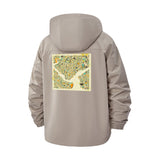 Abstract Map Art Unisex Full-Zip Printed Waterproof Hooded Windbreaker