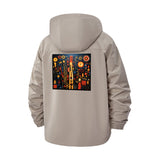 Retro Circuit Board Unisex Full-Zip Printed Waterproof Hooded Windbreaker