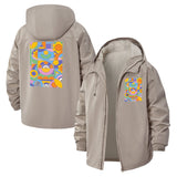 Geometric Abstract Unisex Full-Zip Printed Waterproof Hooded Windbreaker