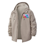 Tropical Parrot Collage Unisex Full-Zip Printed Waterproof Hooded Windbreaker