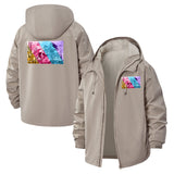 Tropical Parrot Collage Unisex Full-Zip Printed Waterproof Hooded Windbreaker