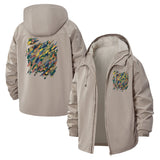 Abstract Brushstroke Unisex Full-Zip Printed Waterproof Hooded Windbreaker