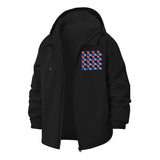 Geometric Pattern Unisex Full-Zip Printed Waterproof Hooded Windbreaker