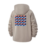 Geometric Pattern Unisex Full-Zip Printed Waterproof Hooded Windbreaker