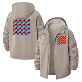 Geometric Pattern Unisex Full-Zip Printed Waterproof Hooded Windbreaker