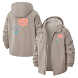 Cute Cartoon Cat Unisex Full-Zip Printed Waterproof Hooded Windbreaker