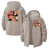 Geometric Abstract Unisex Full-Zip Printed Waterproof Hooded Windbreaker