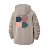 Geometric Shapes Unisex Full-Zip Printed Waterproof Hooded Windbreaker