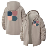 Geometric Shapes Unisex Full-Zip Printed Waterproof Hooded Windbreaker