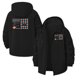 Retro Pixel Hearts Unisex Full-Zip Printed Waterproof Hooded Windbreaker