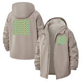 Geometric Retro Pattern Unisex Full-Zip Printed Waterproof Hooded Windbreaker