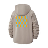 Geometric Circles Unisex Full-Zip Printed Waterproof Hooded Windbreaker