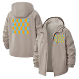 Geometric Circles Unisex Full-Zip Printed Waterproof Hooded Windbreaker