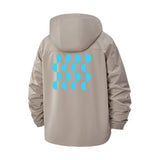 Geometric Wave Unisex Full-Zip Printed Waterproof Hooded Windbreaker