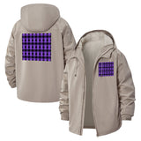 Geometric Sphere Grid Unisex Full-Zip Printed Waterproof Hooded Windbreaker