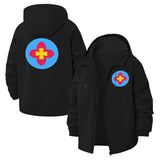Bold Floral Emblem Unisex Full-Zip Printed Waterproof Hooded Windbreaker