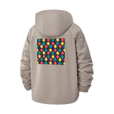 Retro Pattern Unisex Full-Zip Printed Waterproof Hooded Windbreaker