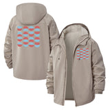 Geometric Circles Unisex Full-Zip Printed Waterproof Hooded Windbreaker