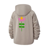 Modern Floral Unisex Full-Zip Printed Waterproof Hooded Windbreaker