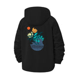 Tropical Island Sunset Unisex Full-Zip Printed Waterproof Hooded Windbreaker