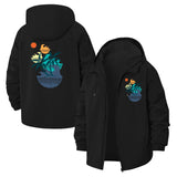 Tropical Island Sunset Unisex Full-Zip Printed Waterproof Hooded Windbreaker