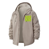 Leaf Pattern Unisex Full-Zip Printed Waterproof Hooded Windbreaker