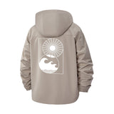 Abstract Sun and Waves Unisex Full-Zip Printed Waterproof Hooded Windbreaker