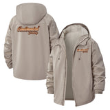 Vintage Script Unisex Full-Zip Printed Waterproof Hooded Windbreaker