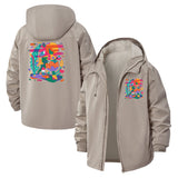 Psychedelic Mushroom Art Unisex Full-Zip Printed Waterproof Hooded Windbreaker