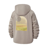 Minimalist Geometric Landscape Unisex Full-Zip Printed Waterproof Hooded Windbreaker