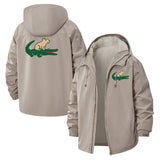 Capybara and Crocodile Unisex Full-Zip Printed Waterproof Hooded Windbreaker